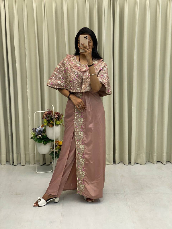 DESIGNER FANCY WESTERN STYLE CORDING SEQUANCE WORK WITH FOIL PAPER WORK GOWN