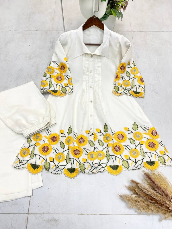 SUMMER RUNNING WEAR SPECIAL DESIGNER TRENDING CO-ORD SET WITH & SEQUENCE EMBROIDERY WORK