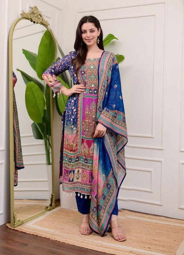 DESIGNER WEAR TRENDING & TOP WITH PRINTED WORK WITH MIROR WORK WITH PANT AND DUPATTA