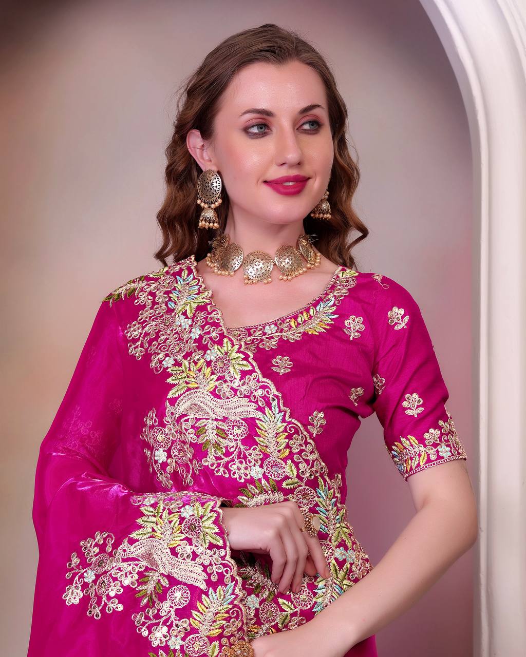 Pure Soft Jimmy Cho With Heavy Embroidery Saree