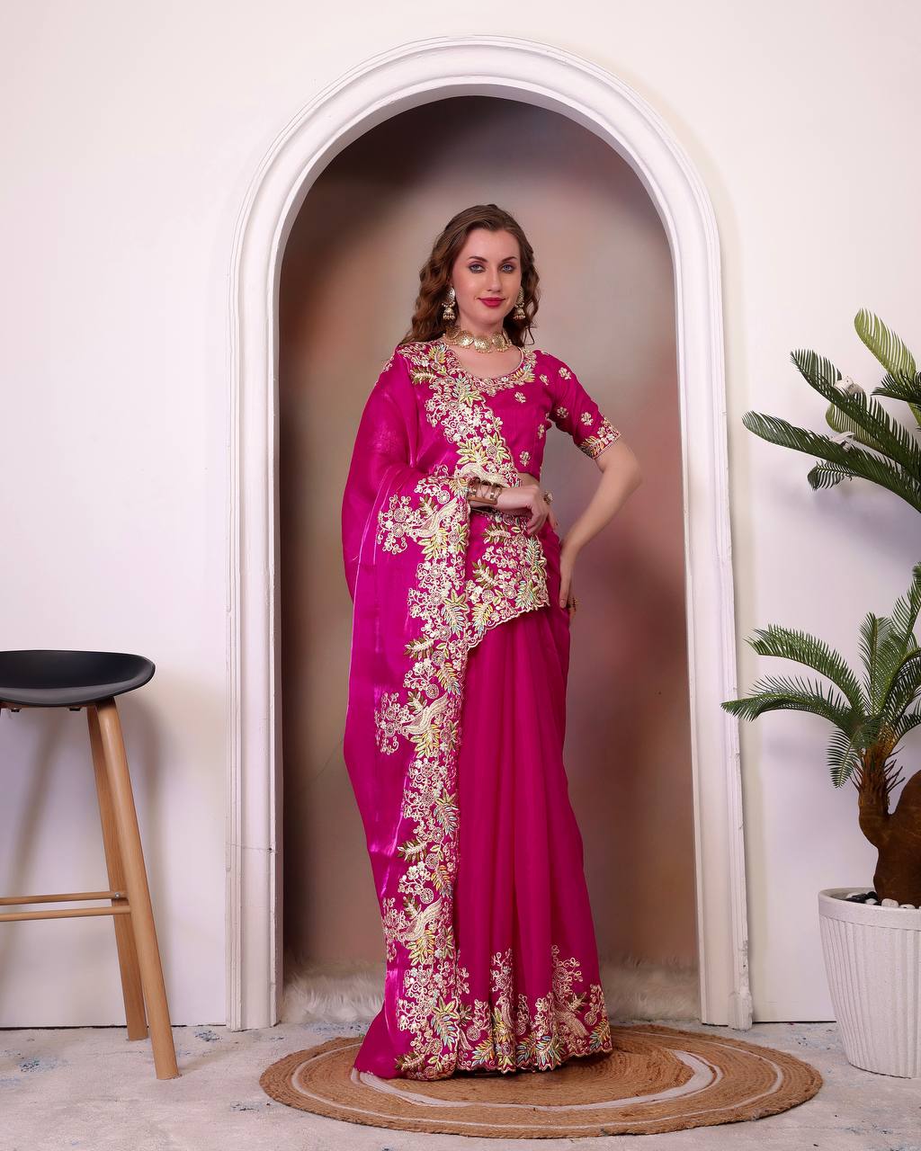 Pure Soft Jimmy Cho With Heavy Embroidery Saree