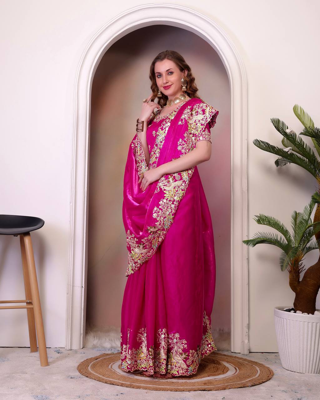 Pure Soft Jimmy Cho With Heavy Embroidery Saree