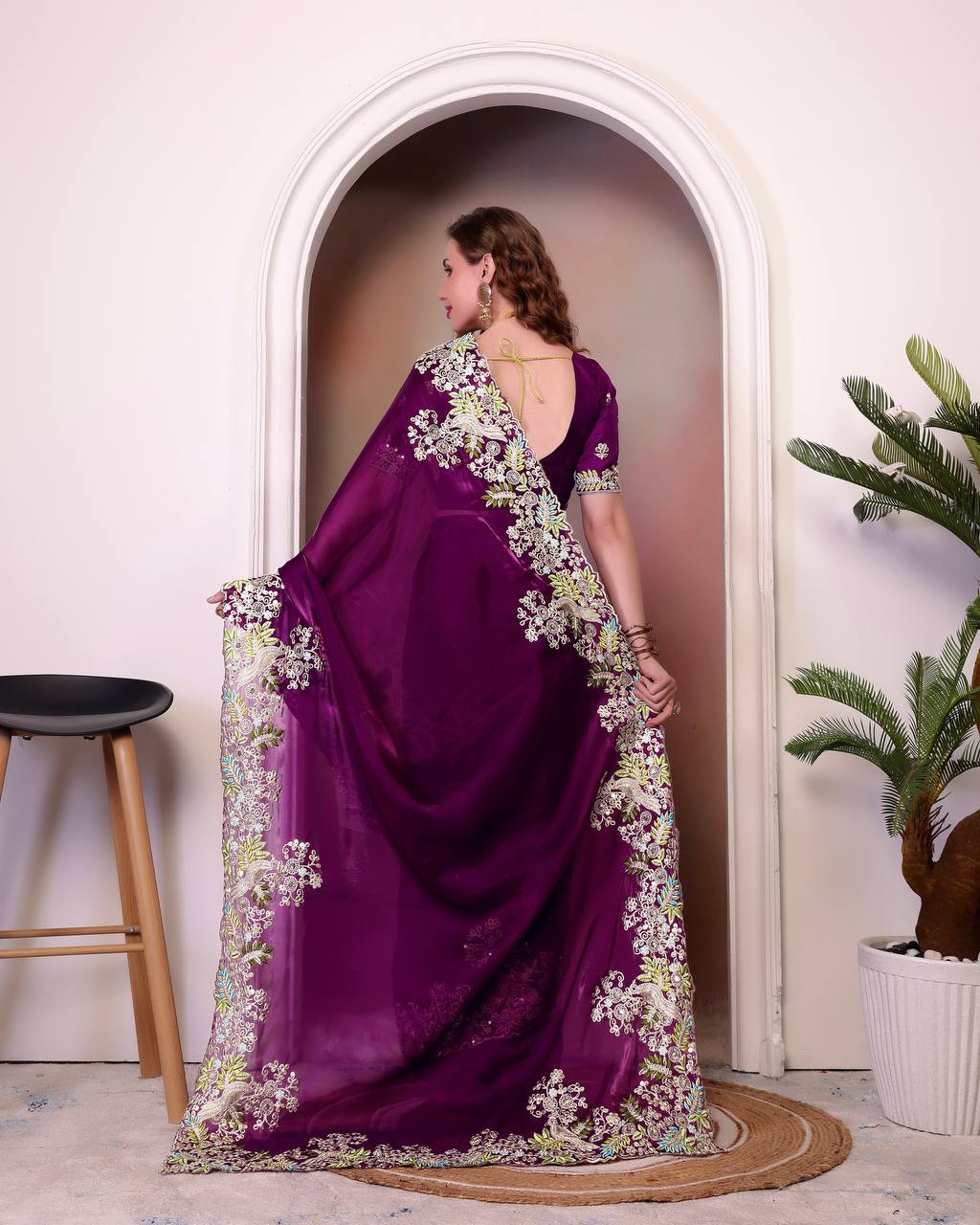 Pure Soft Jimmy Cho With Heavy Embroidery Saree