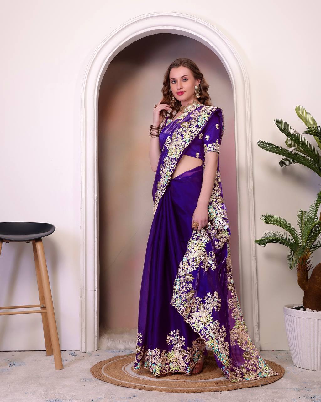 Pure Soft Jimmy Cho With Heavy Embroidery Saree