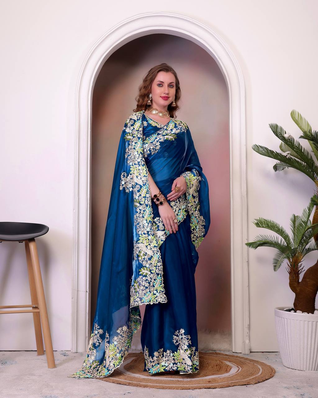 Pure Soft Jimmy Cho With Heavy Embroidery Saree