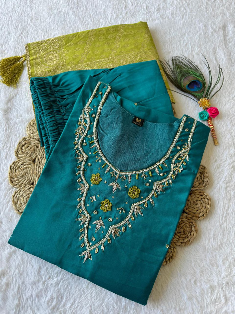 Premium Roman Silk Kurti Pair With Hevay Quality Duppata