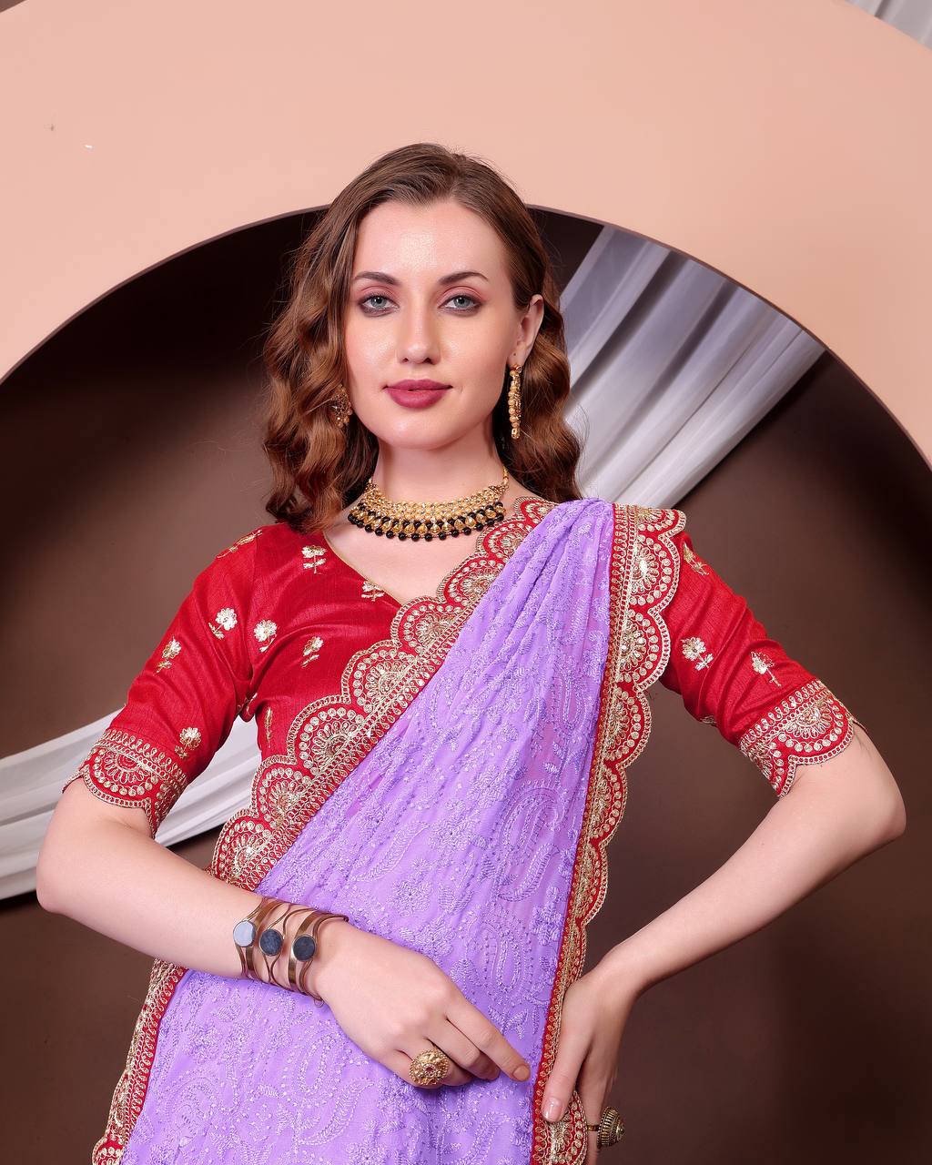 Heavy Georgette with Embroidery Saree