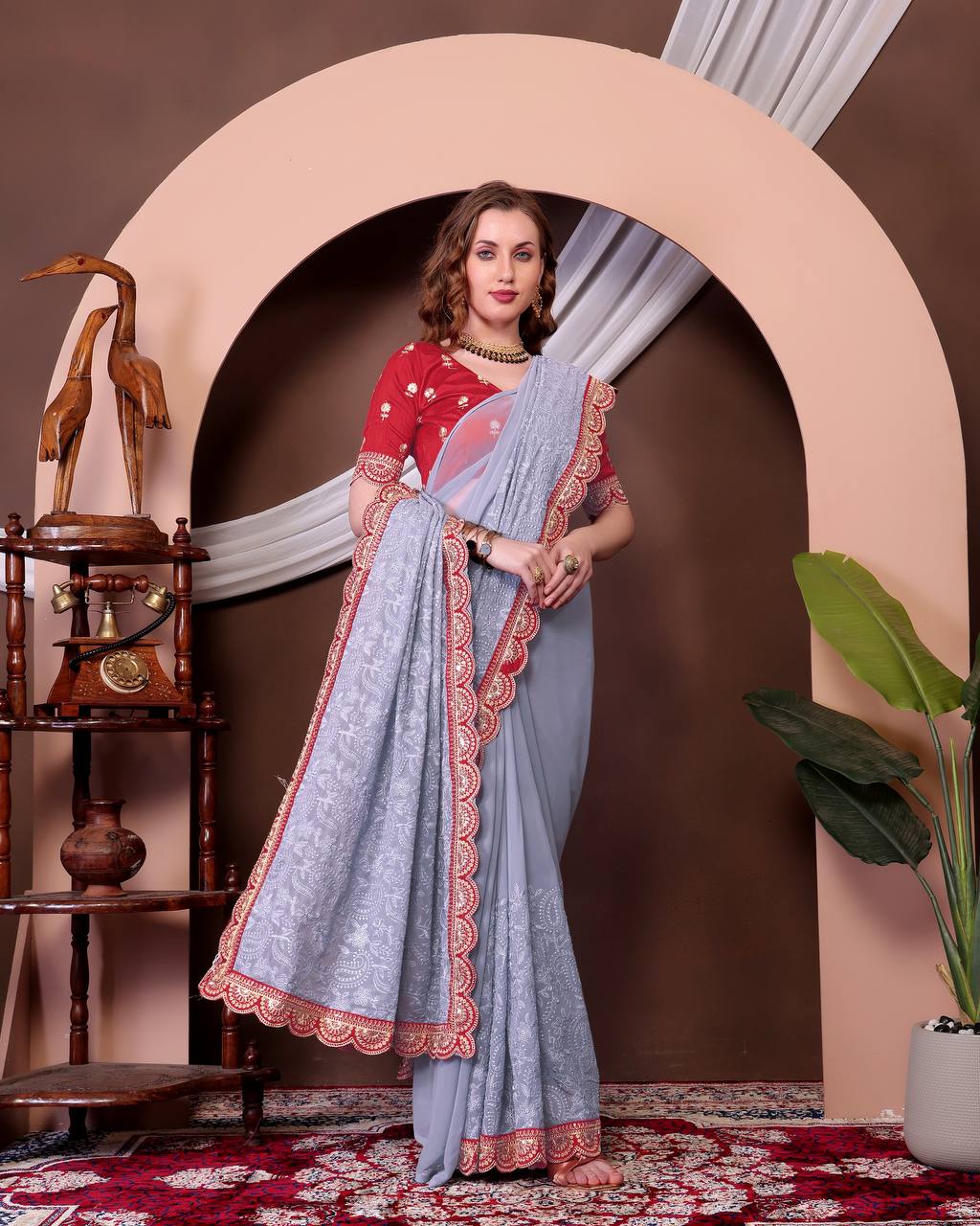 Heavy Georgette with Embroidery Saree