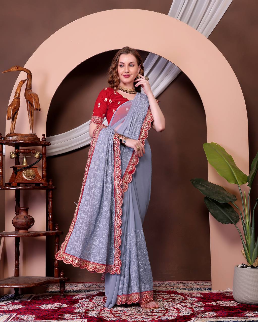 Heavy Georgette with Embroidery Saree