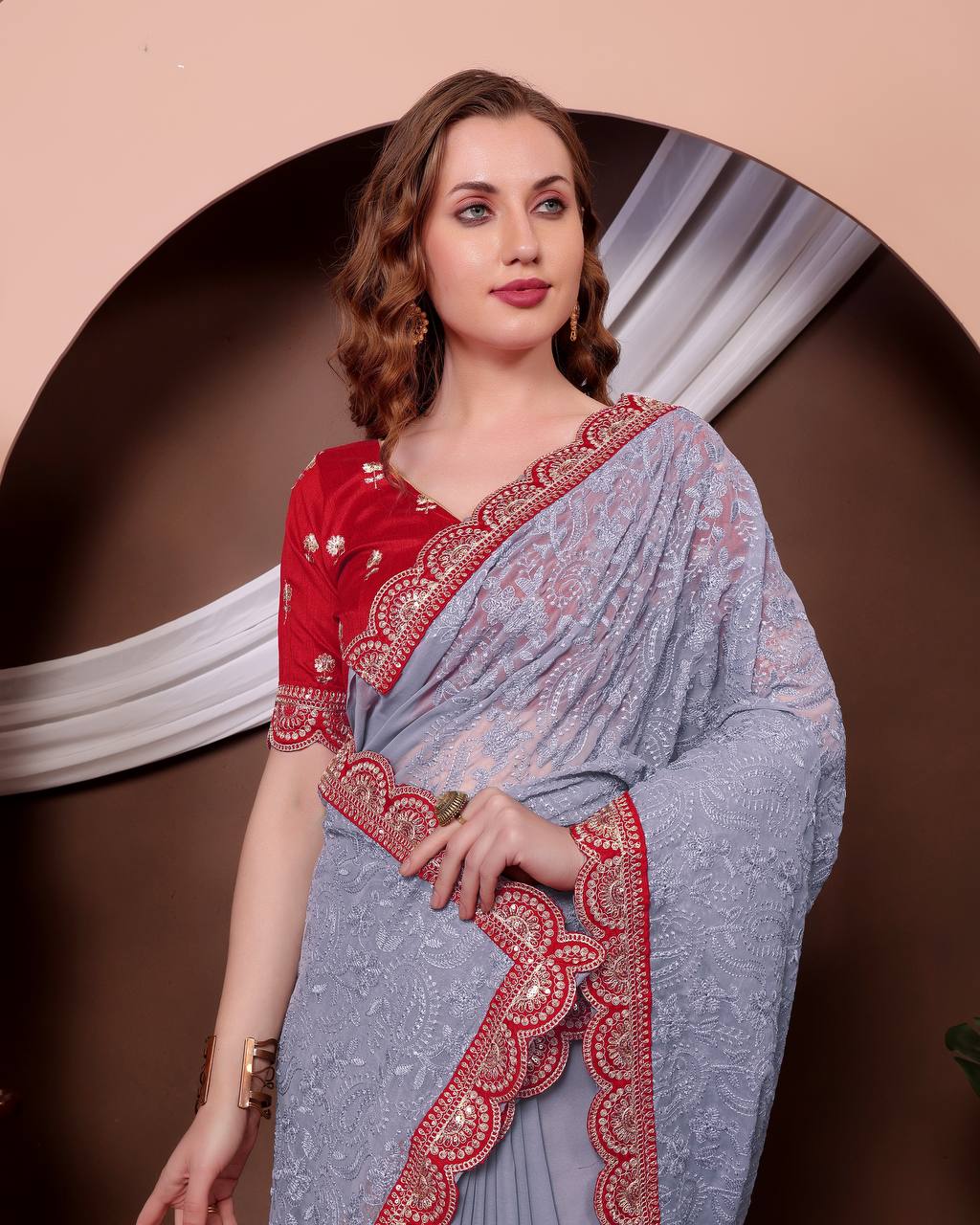 Heavy Georgette with Embroidery Saree