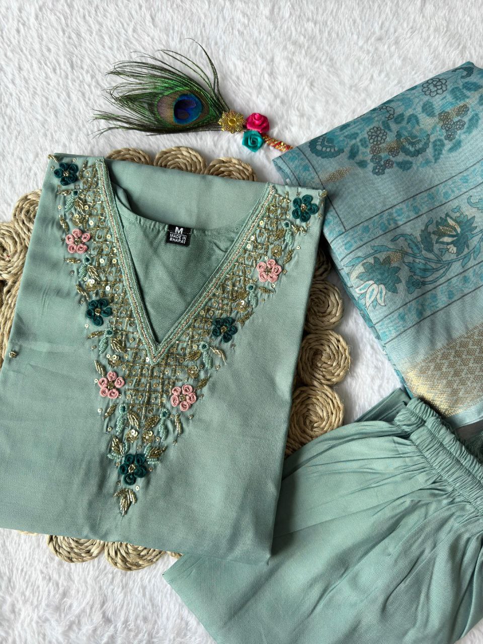 Premium Roman Silk Kurti Pair With Hevay Quality Duppata