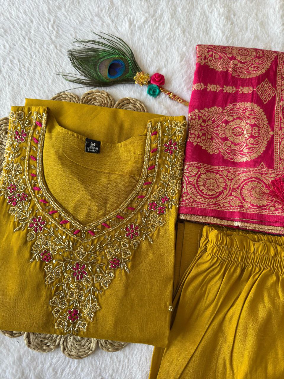 Premium Roman Silk Kurti Pair With Hevay Quality Duppata