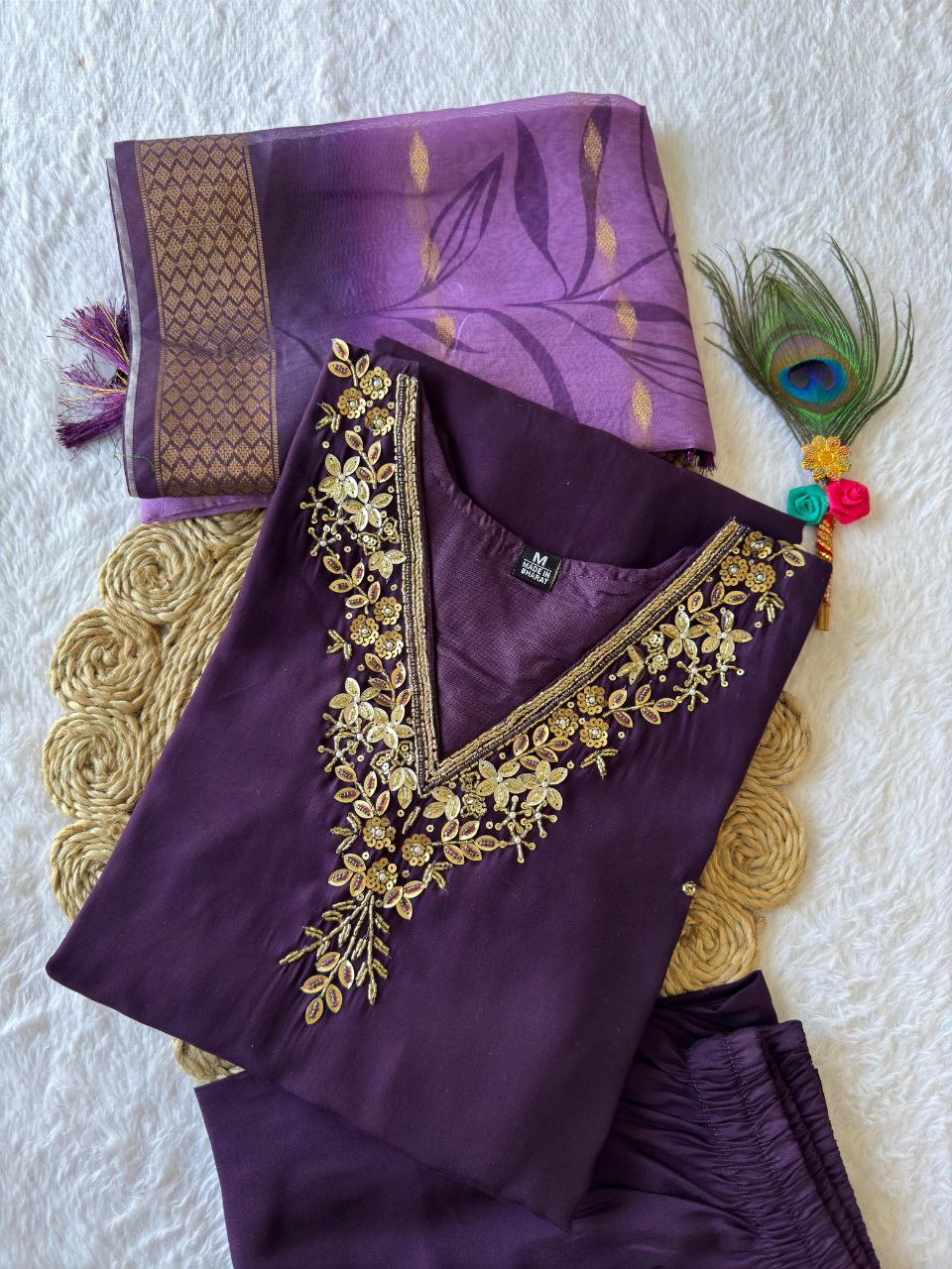 Premium Roman Silk Kurti Pair With Hevay Quality Duppata