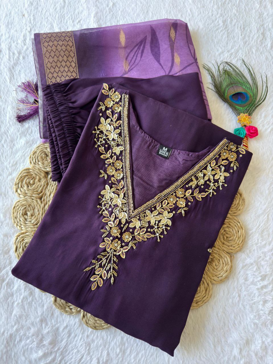 Premium Roman Silk Kurti Pair With Hevay Quality Duppata