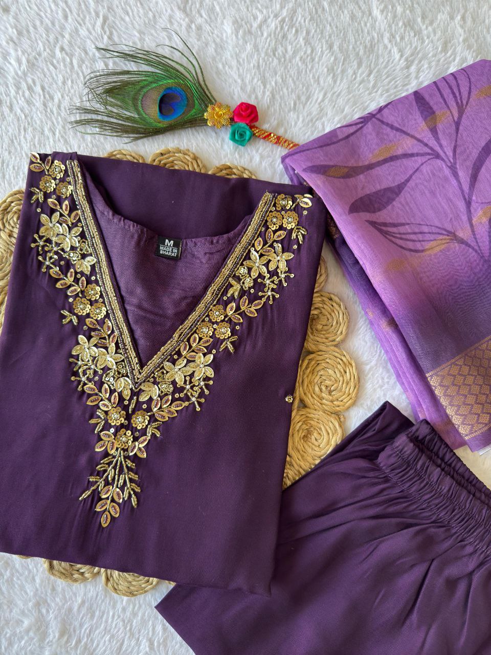 Premium Roman Silk Kurti Pair With Hevay Quality Duppata