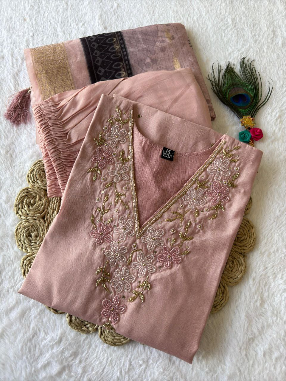 Premium Roman Silk Kurti Pair With Hevay Quality Duppata