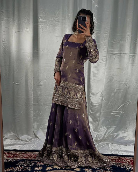 Sharara: Heavy Embroidery Sequins Work Sharara