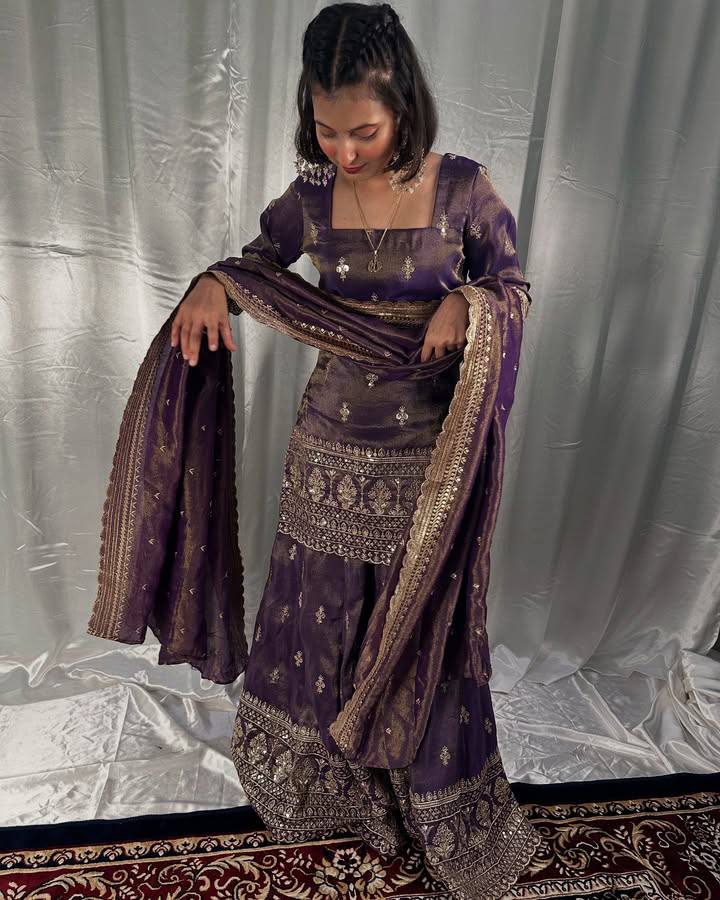 Sharara: Heavy Embroidery Sequins Work Sharara