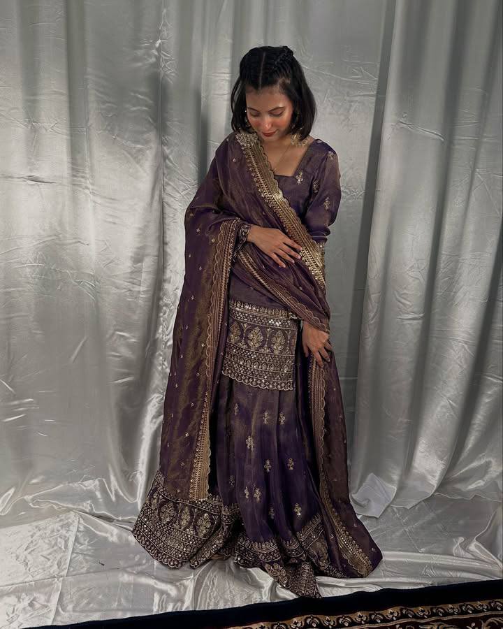 Sharara: Heavy Embroidery Sequins Work Sharara