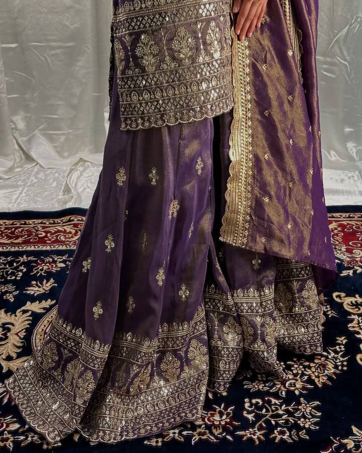 Sharara: Heavy Embroidery Sequins Work Sharara