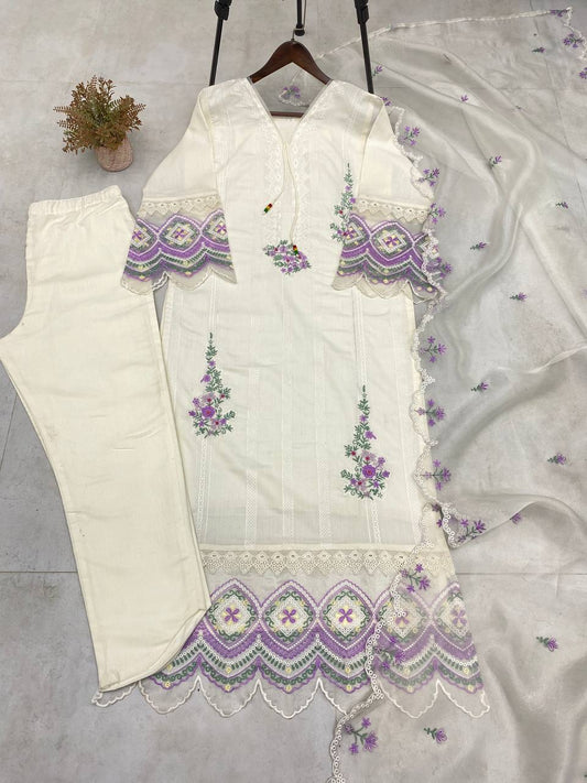 EMBROIDERY WORK WITH ORGANZA BORDAR KURTI