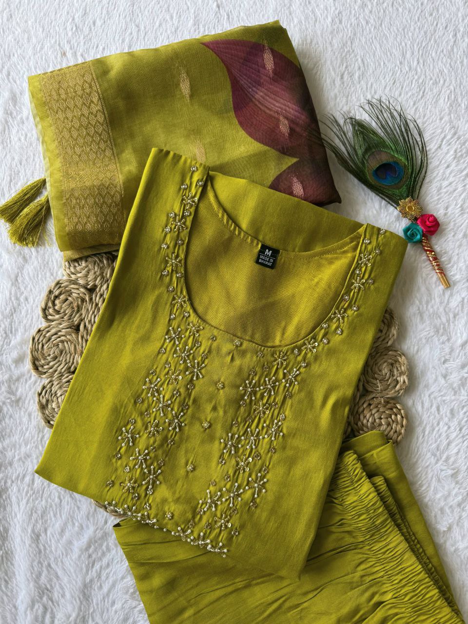 Premium Roman Silk Kurti Pair With Hevay Quality Duppata